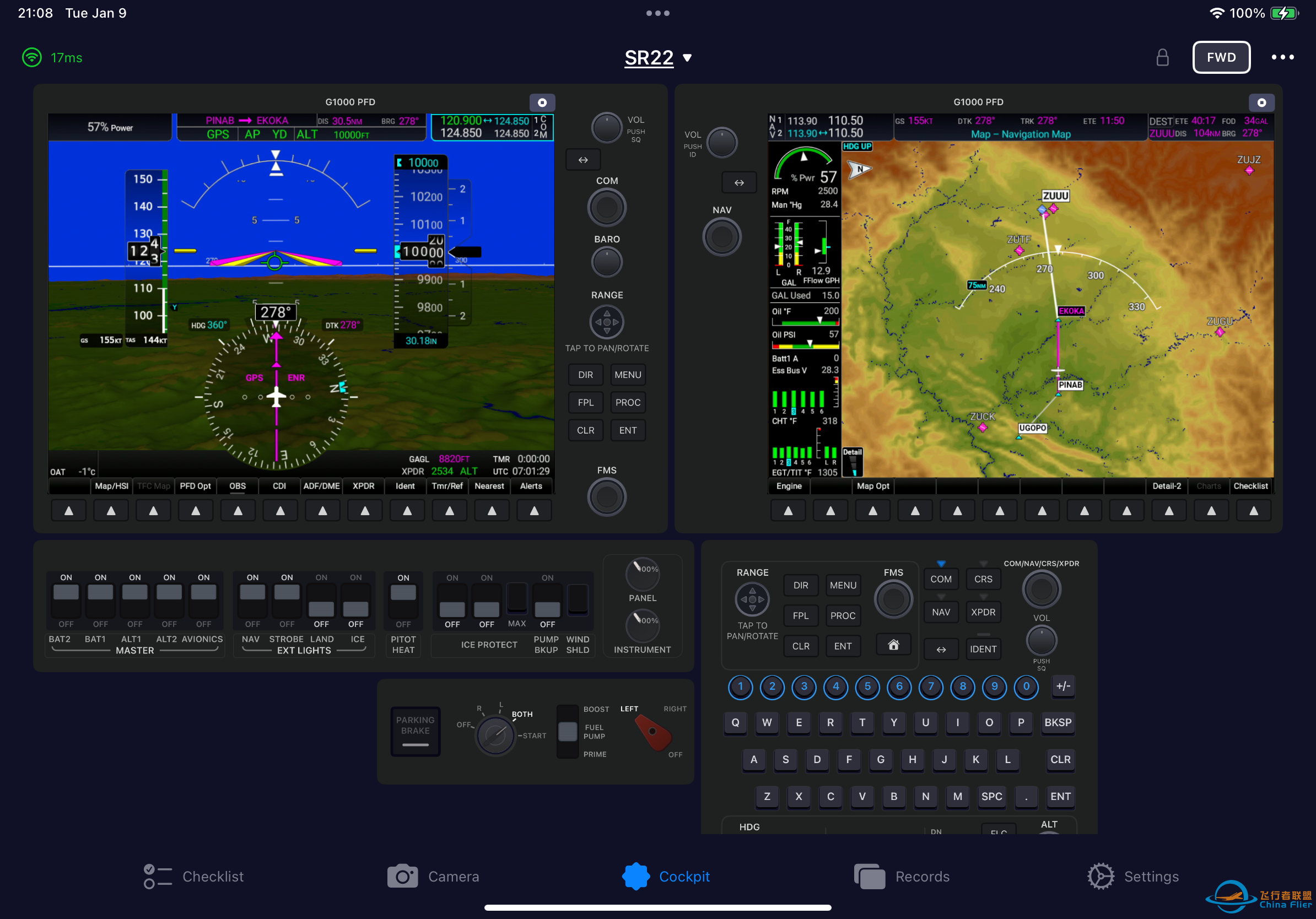 SimFly Pad iOS 发布了SR22 面板-8023 
