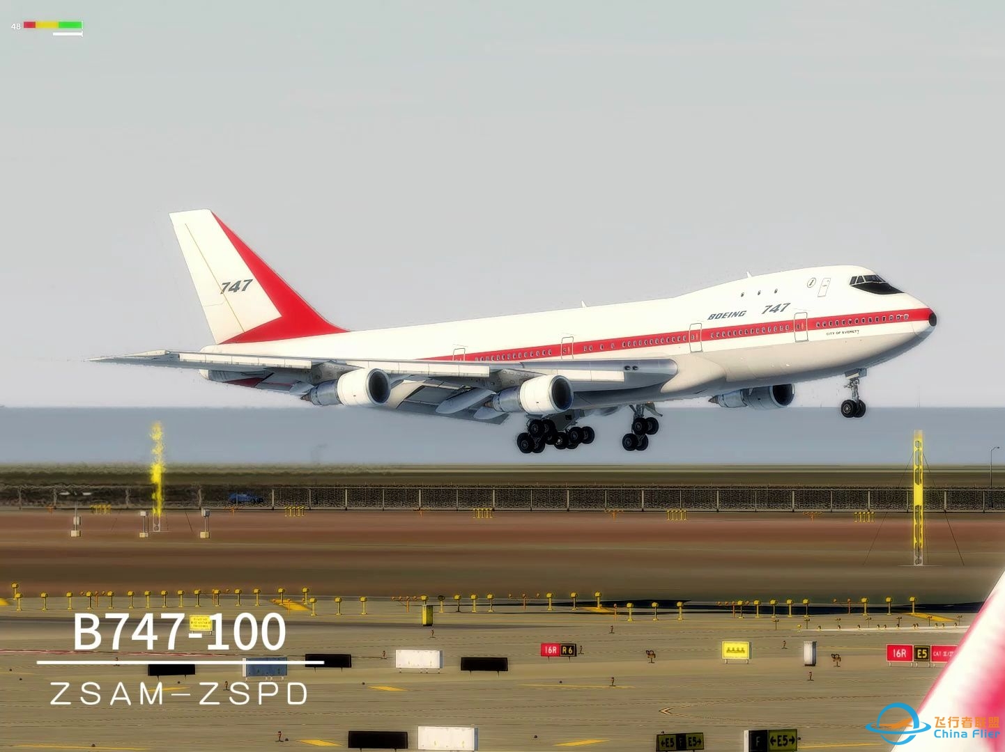 x-plane11：静静欣赏波音第一架747飞机降落-9368 