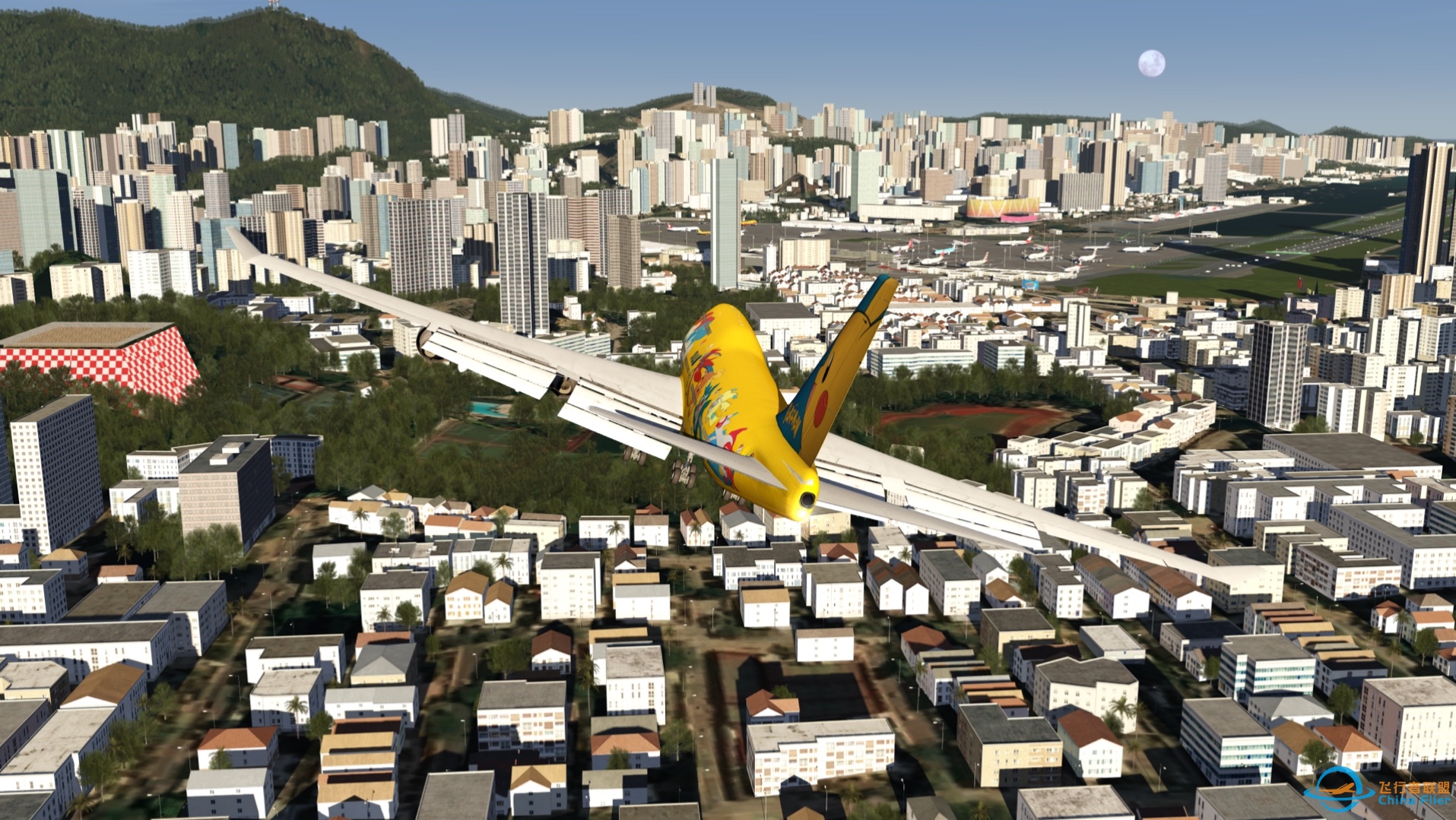Aerofly FS4香港启德机场插件最高质量版（高清地景，3D定制机场，格子旗，引导灯，定制建筑，周边建筑包括大桥，港口，可移动的船只和车辆，广告牌，商场）-1586 
