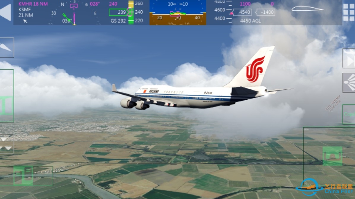 #Aerofly FS Global  国航744执行短途航线KSFO-KMHR，大侧风落地。-2846 