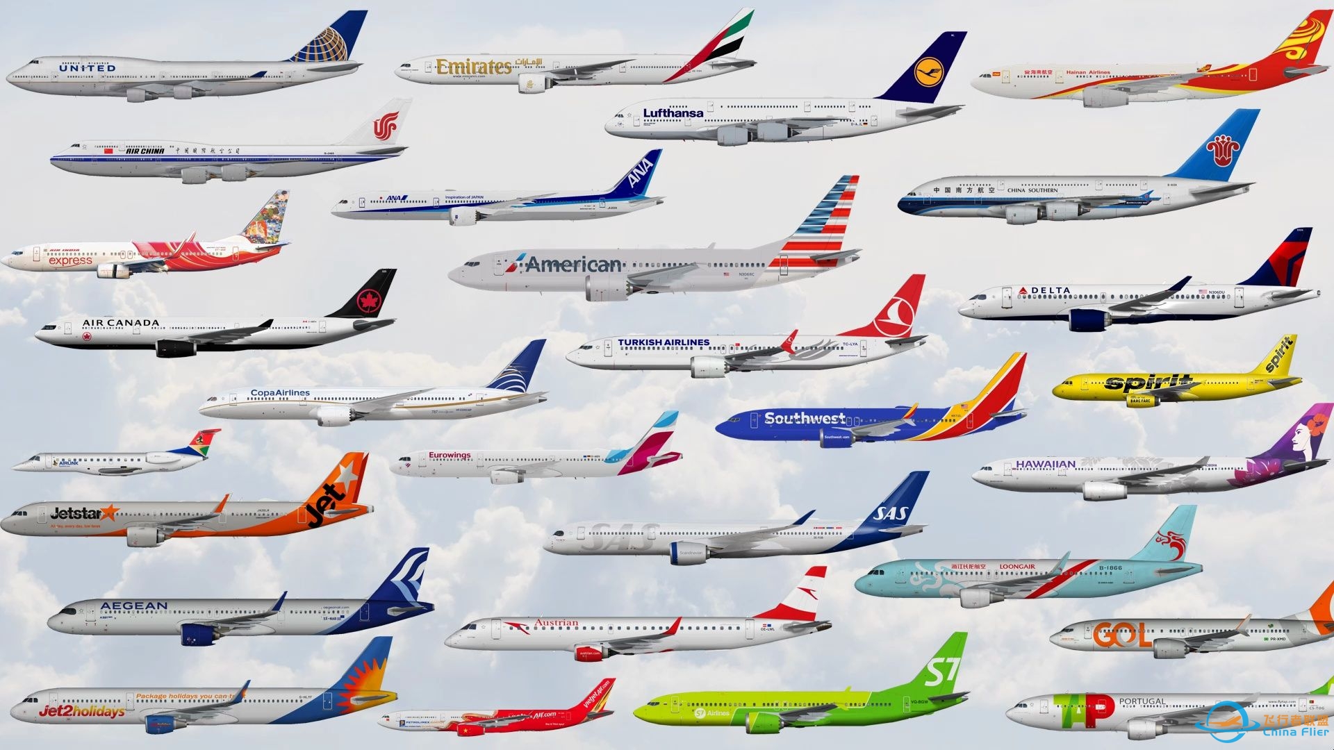 Top 100 Airlines in the World 世界各国民航航空品牌-1102 