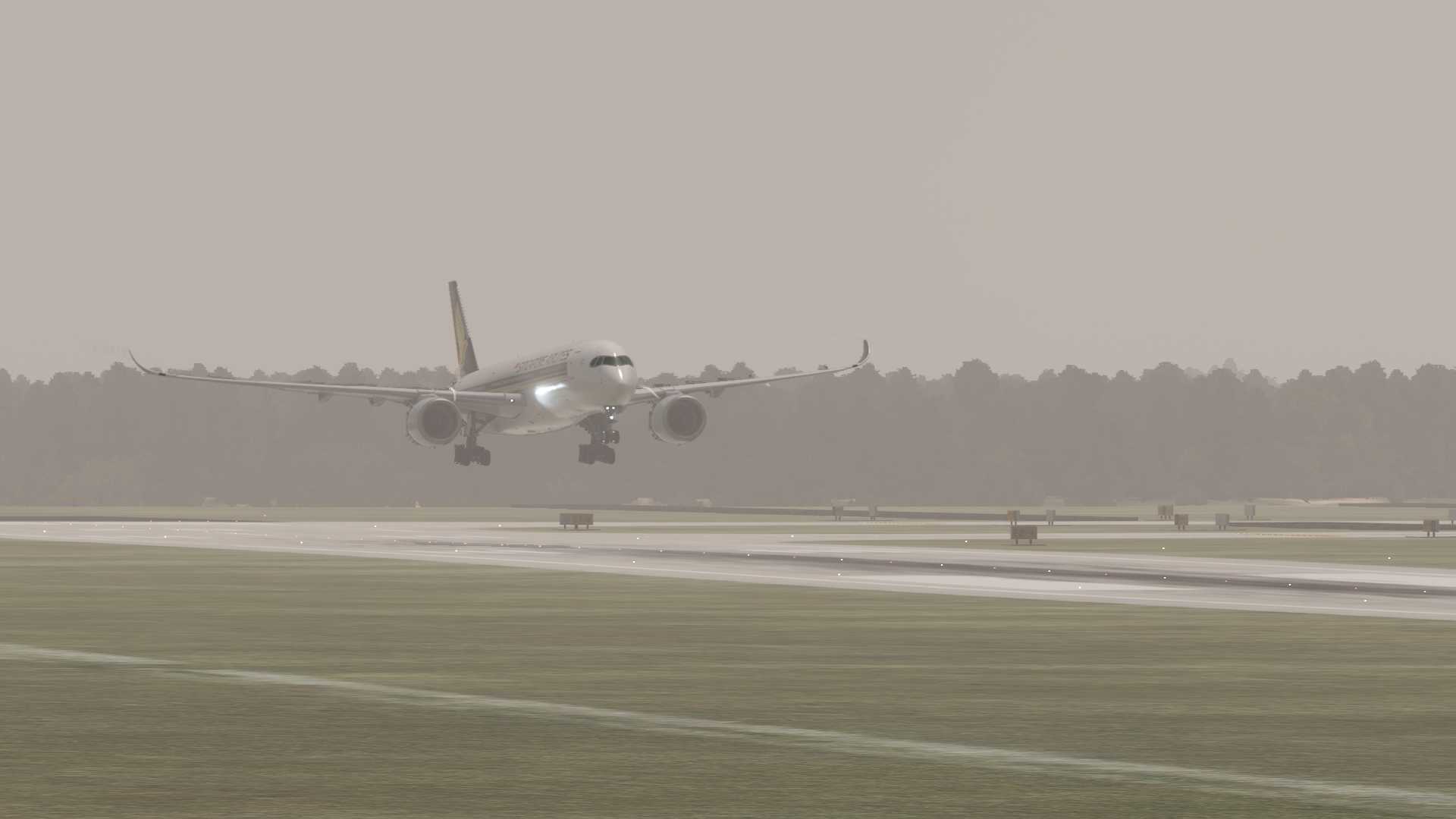 新加坡航空A350-900着陆ZUTF-3068 