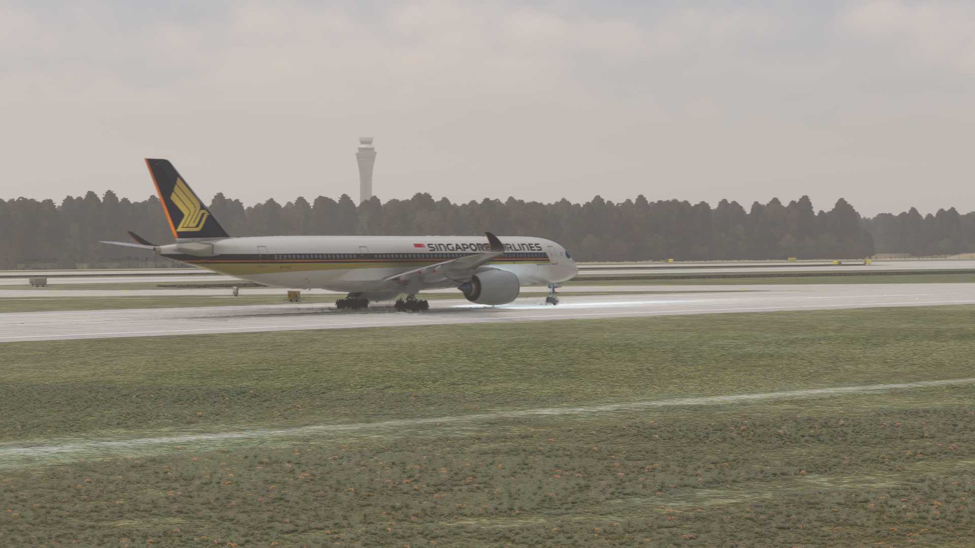 新加坡航空A350-900着陆ZUTF-4215 